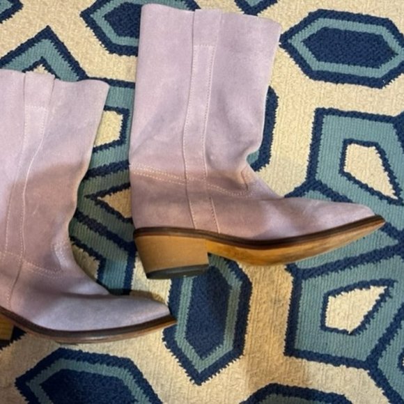 Vintage late 1990's / Y2K lavender / lilac suede western boots - Size 6 - Picture 9 of 16